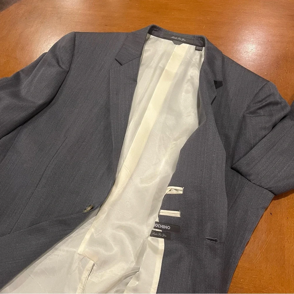 Indochino Men’s 2-Button Single Vent Suit Jacket Gray Approximating 44R Wool